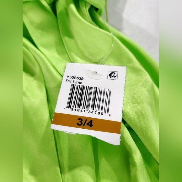 B. Darlin Satin Cowlneck Tiered Fit & Flare Mini Dress Lime Juniors Size 3/4 NWT - Picture 8 of 13